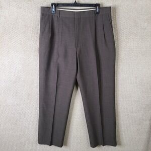 Vintage Towncraft Pants Men 36x32 (35x29) Brown Worsted‎ Wool Blend Pleated